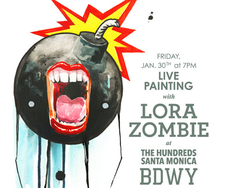 LIVE PAINTING W/ LORA ZOMBIE @ THE HUNDREDS SANTA MONICA - The