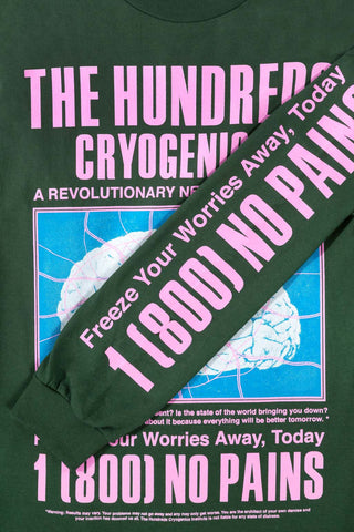 Cryogenics-Long-Sleeve-T-Shirt-Forest-Green-Detail-Right-Sleeve-Front